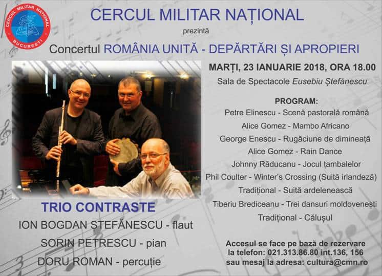 Recital extraordinar Trio Contraste la Cercul Militar Național
